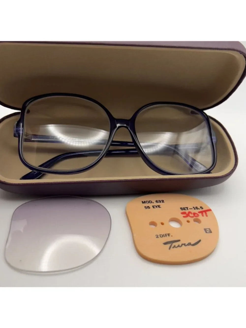 VTG Tura 632 Eyeglass Frames Over Large Transparent Israel Blue/Purple 63-17-137